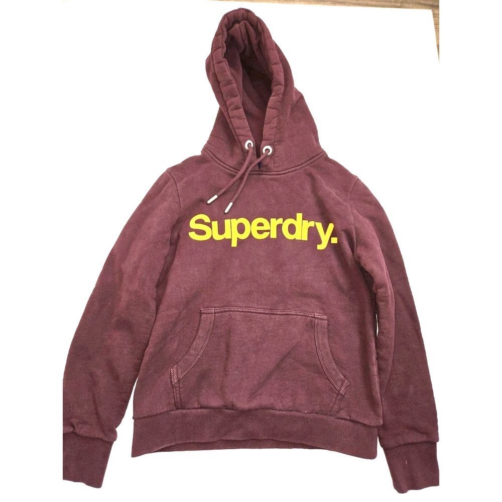 Superdry Sweatshirt Spellout Hoodie Maroon Women's Size‎ 8 EUC W2010381A